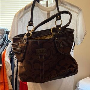 Coach Chocolate Brown Signature Shoulder Bag